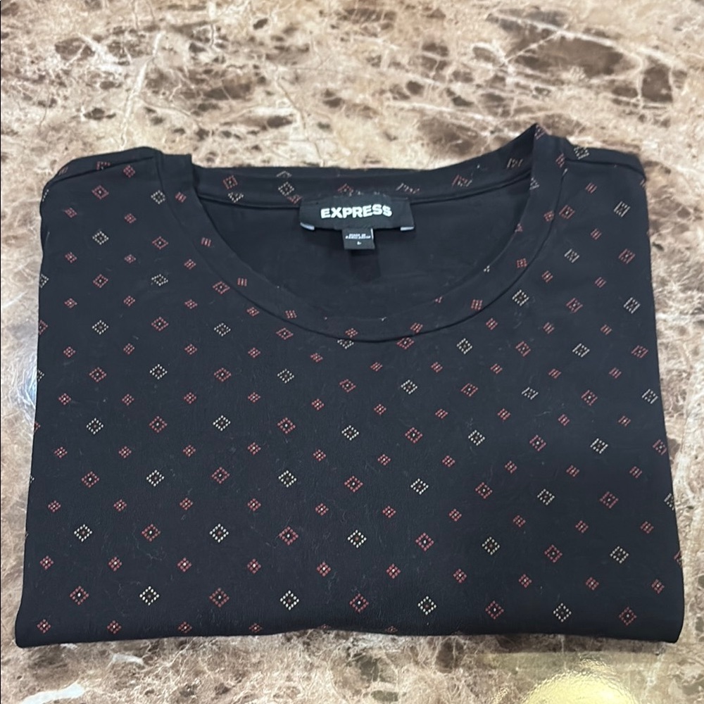 Express Black Short Sleeve Tee with Subtle Pattern